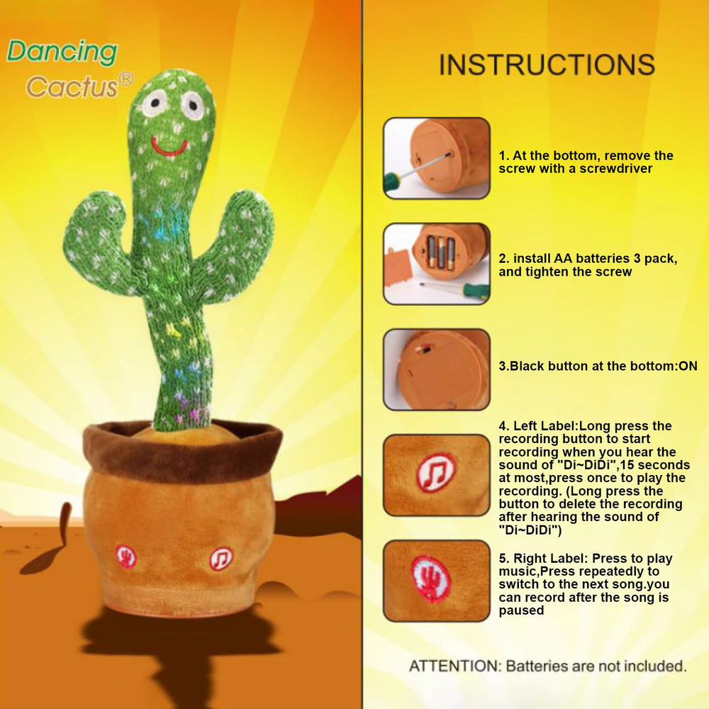 Emoin Cactus Toy recording button captures your voice for fun repeats.