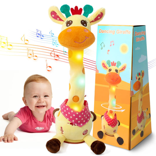 Emoin dancing giraffe toy neck glow lights up during music for bedtime fun.