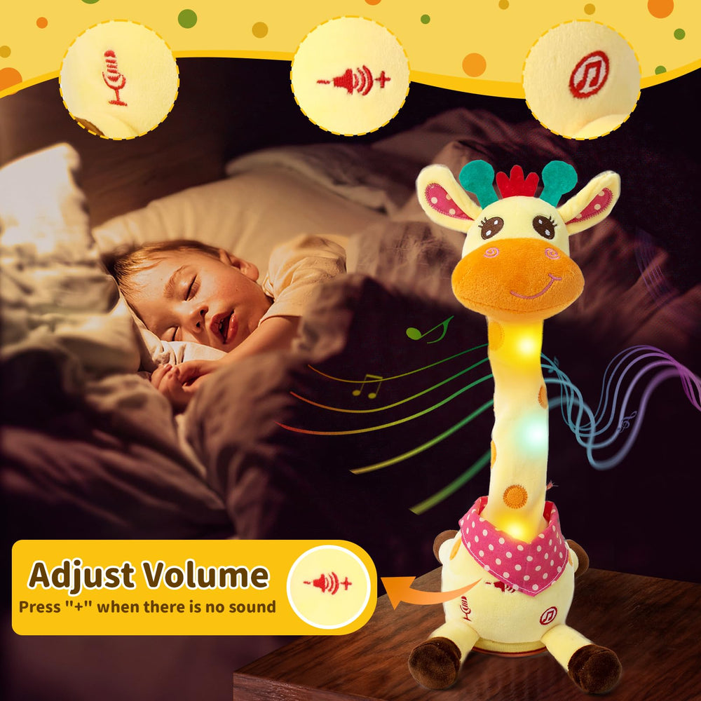 Emoin giraffe’s adjustable volume helps suit sleep or busy play.