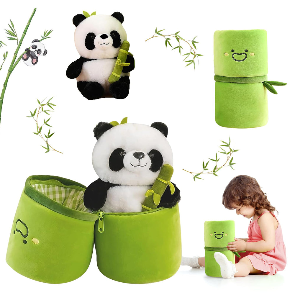 Emoin Panda stuffed toy front view, a cuddly companion for playtime.