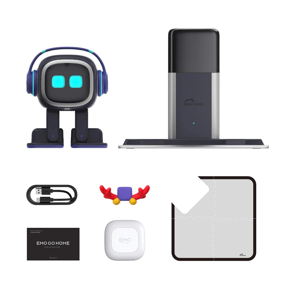 EMOPET AI Desk Robot Companion packaging with quick setup guide