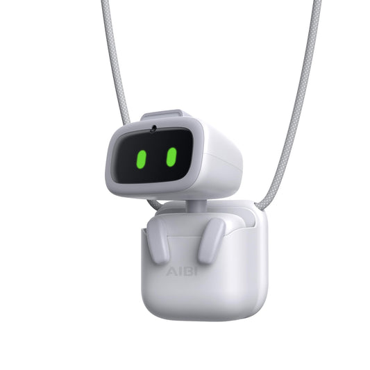 EMOPET AIBI Pocket Pet worn on a desk, providing quick answers and companionship.
