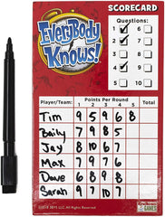 Endless Games Everybody Knows! 2018 Question cards showcasing broad topics and trivia.