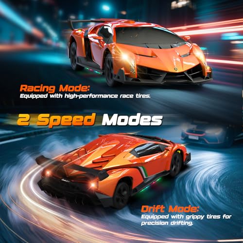 ENEPHE Lamborghini RC car headlights illuminate play areas and add realism