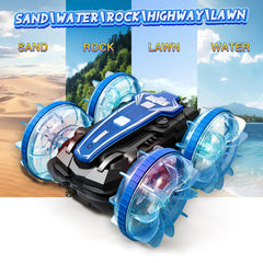 Enerhamp RC car with 4WD grips rough terrain for durable play.