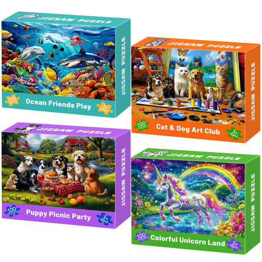 Engfa Ocean Friends Play puzzle, 100 pieces for ages 4-6, vibrant colors aid recognition