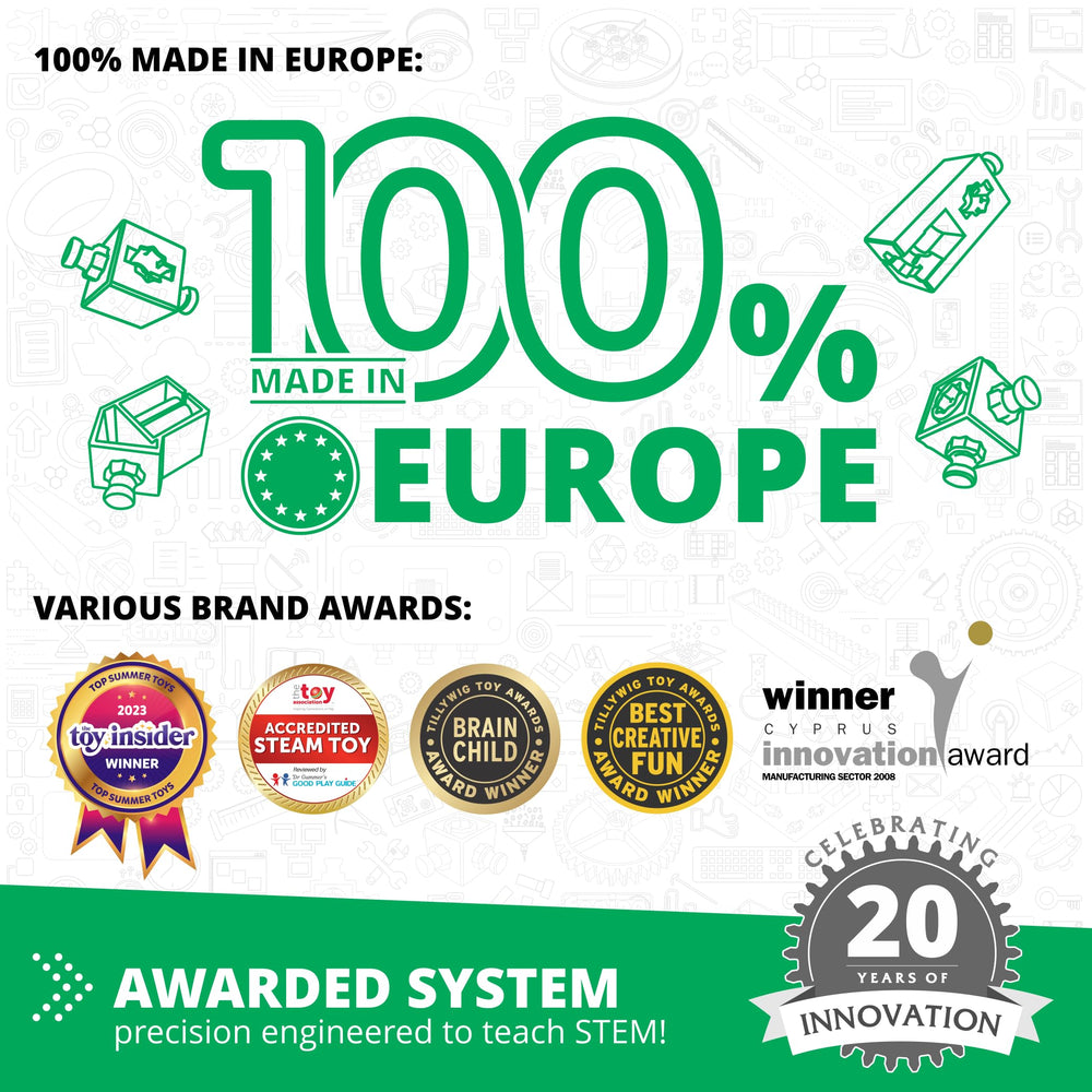 Engino award-winning components turn complex ideas into tangible models.