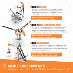 Engino mechanics cams cranks overview image shows the model lineup for hands-on learning