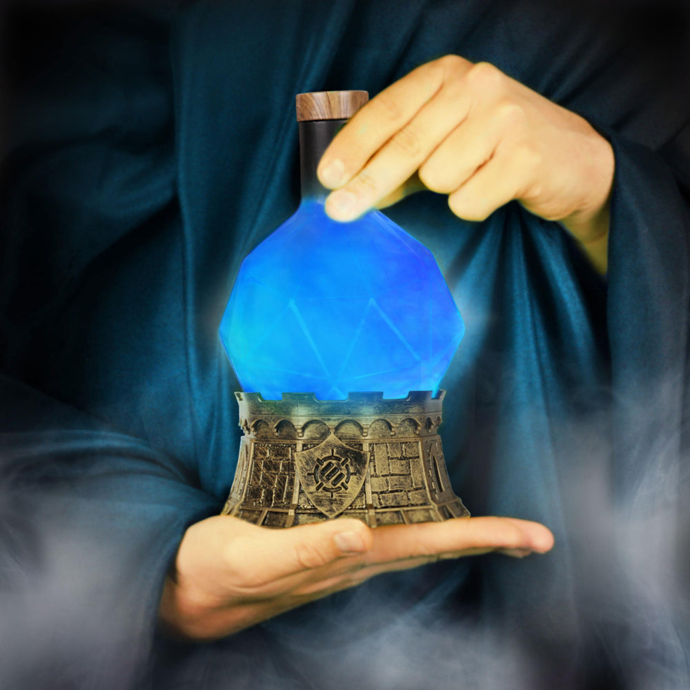ENHANCE Sorcerer's Mana Potion Light provides subtle blue glow during late-night sessions.