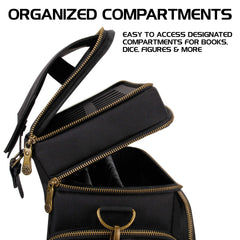 ENHANCE Tabletop DnD Bag padded divider protecting reference books during transport.