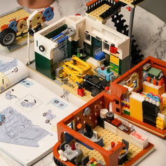 ENJBRICK City Car Repair Shop assembled dimensions for display planning