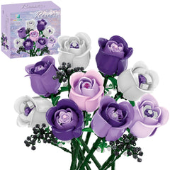 ENJBRICK Flowers Bouquet buildable kit with pink roses, great for vibrant home decor.