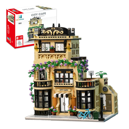 ENJBRICK Flowers City Coffee Shop front view promotes imaginative urban play