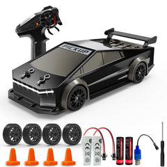 ENJOYFLY 1:24 RC drift car front view with LED lights for indoor fun