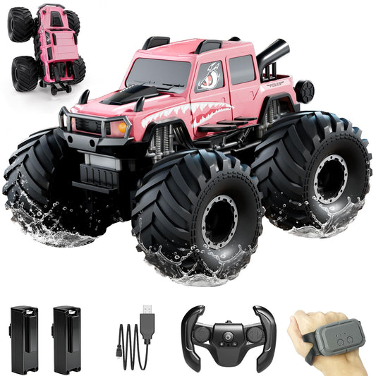 ENJOYFLY Waterproof Monster Truck RC car front view shows rugged design and splash-ready body