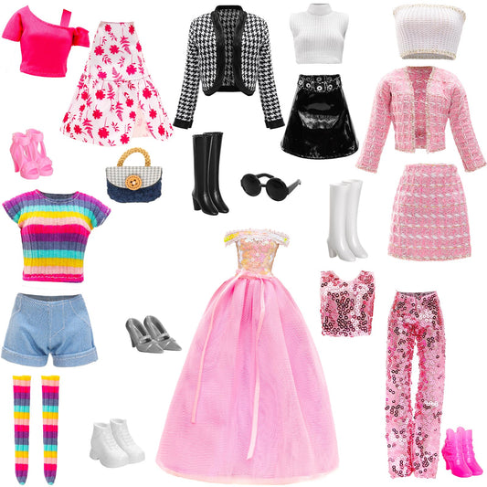 ENOCHT 15-piece doll clothes pack for 11.5-inch dolls, ready for imaginative play.