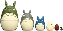Ensky Totoro nesting dolls full set displayed on a shelf