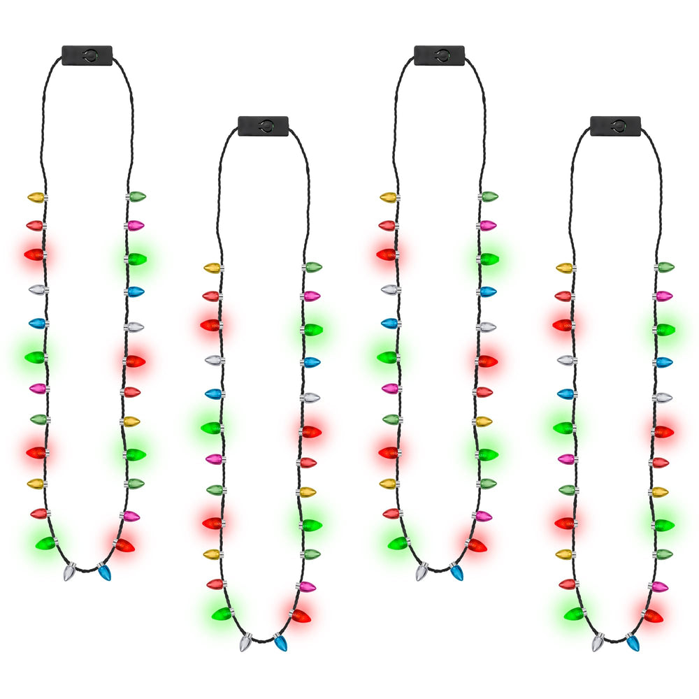 EOBOH Christmas Necklace 8-pack with bright multi-color bulbs for festive outfits