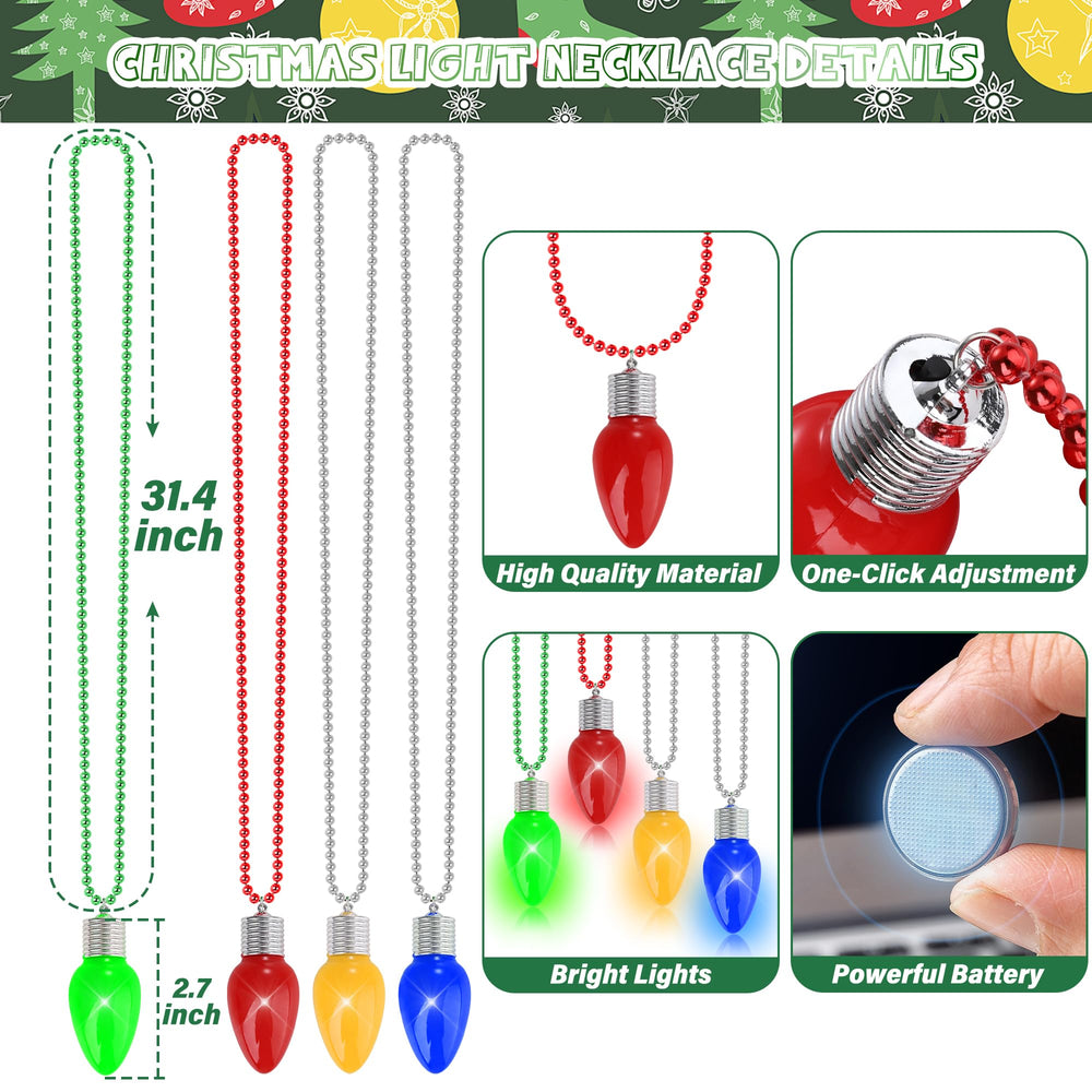 EOBOH light-up necklace with bulb pendant adds twinkling color to sweaters