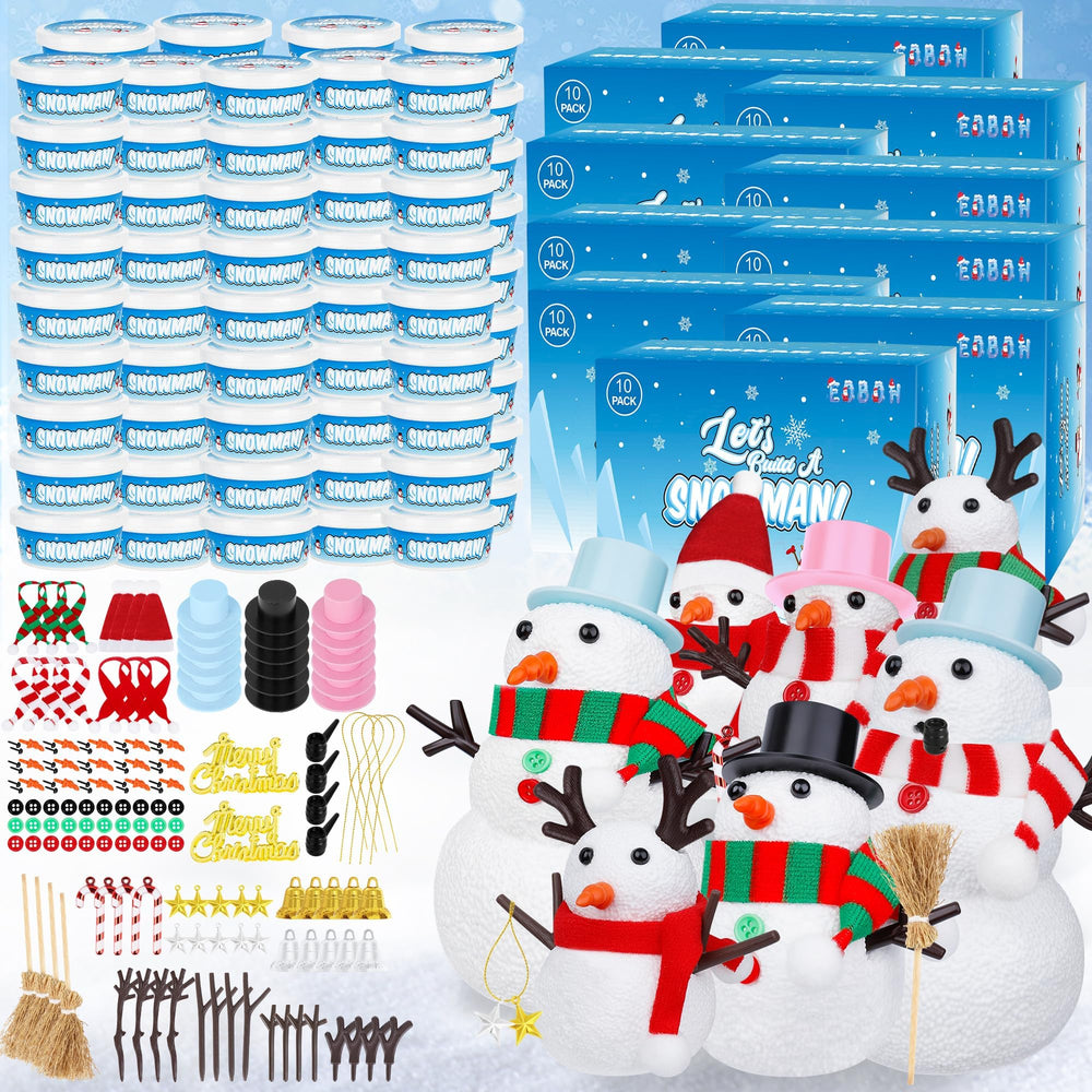 EOBOH Snowman Kit assembly shows durable foam clay for kids' crafts