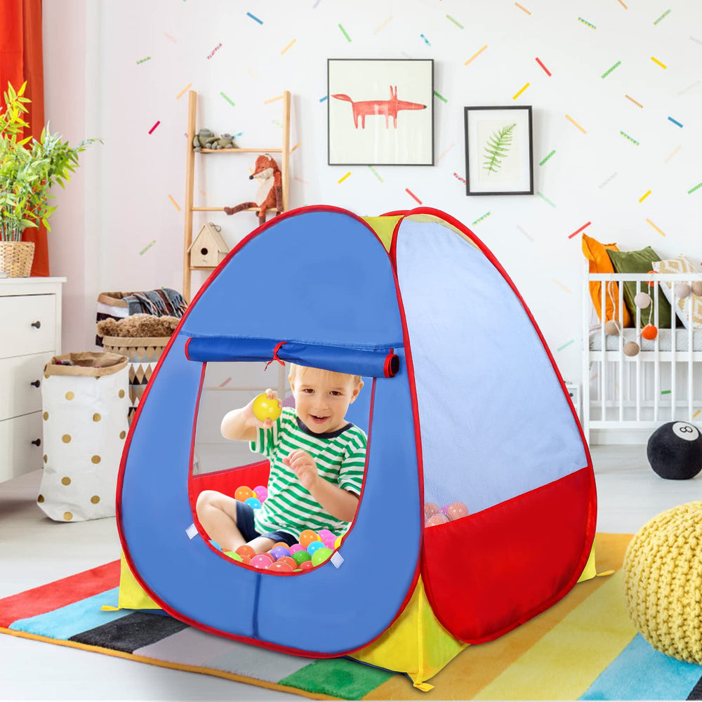 EocuSun ball pit tent interior view, safe fabric and breathable mesh windows.