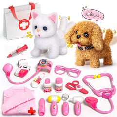 Eoephemeral 2 Plush Pets Cat and Dog Kit for imaginative pretend vet play.