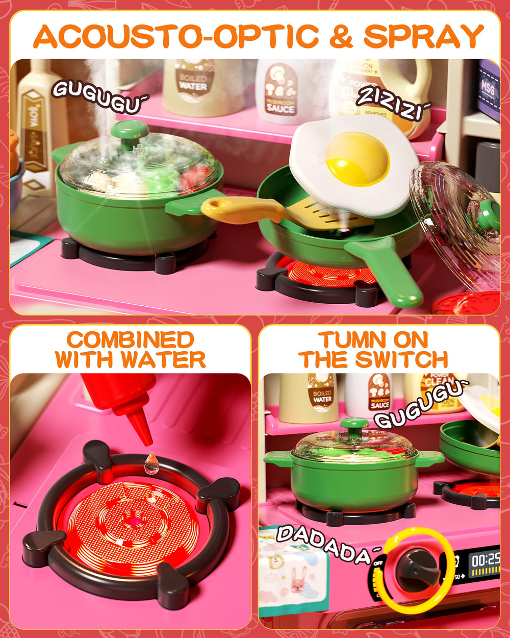 Eohemeral refrigerator and microwave with menu sketching board supports creative cooking games.