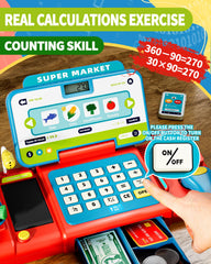 eohemeral pretend cash register calculator demonstrates basic arithmetic during play