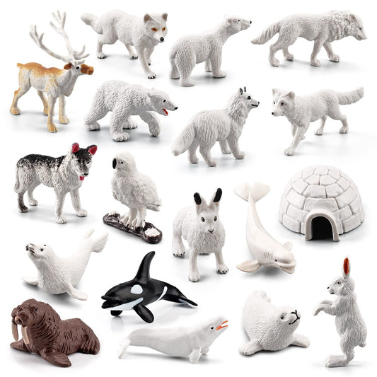 EOIVSH Arctic animals figurines group set enhances imaginative play and color recognition