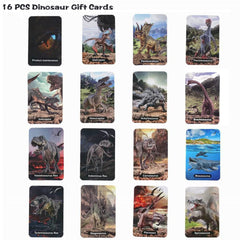 EOIVSH 16-piece dinosaur cards set for learning and storytelling.