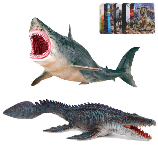 EOIVSH Megalodon and Mosasaurus packaging with gift-ready box.