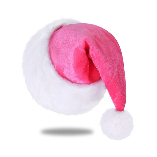 Eoocan kids pink plush Santa hat — soft warmth for holiday fun.