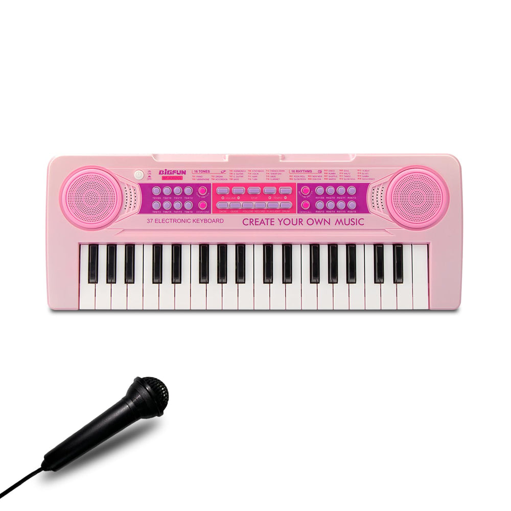 EOOLEOW pink kids piano with 37 keys ready for creative play and learning