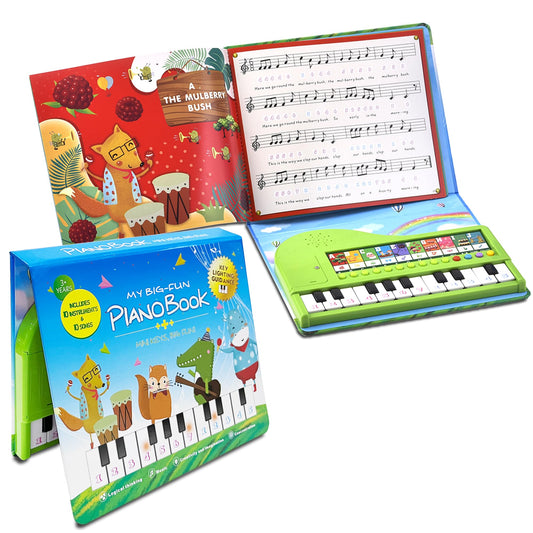 EOOLEOW Kids Piano Book Toy front view, a portable learning instrument for toddlers