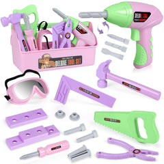 EP EXERCISE N PLAY kids tool set pink toolbox ready for imaginative play and organization.
