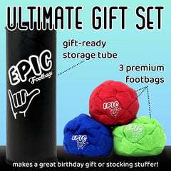 Epic Footbags Classic 3 green foot bag for daily practice.