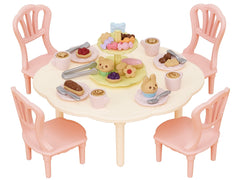 Epoch Sylvanian Families sweets party table shown with colorful treats for imaginative play.