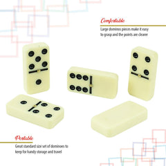 ERLLE dominoes arranged for classic play like Mexican Train