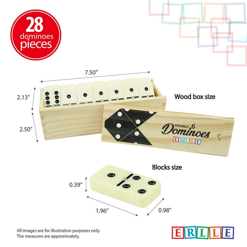 ERLLE dominoes set double-six tiles with engraved dots for easy readability
