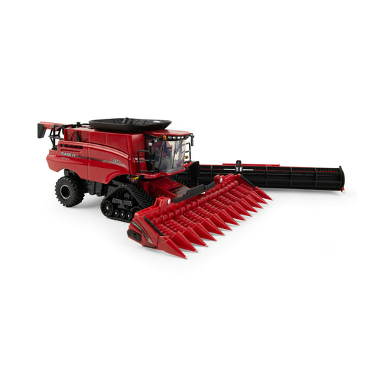 ERTL Case IH 7250 tracked combine with corn head for realistic display and collection.