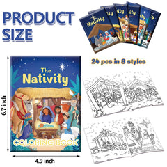 Ertyjikg coloring set back cover shows warm nativity scene for festive displays.