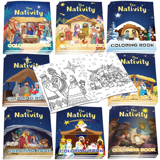 Ertyjikg 24Pcs Christmas Nativity Coloring Set cover design supports festive classroom activities.