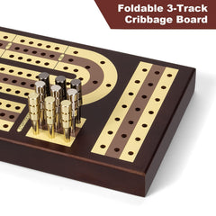 Esenharber cribbage board with magnetic closure keeps parts secure.