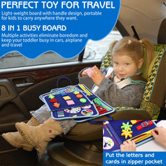 Esjay soft, travel-friendly busy board with carry handle for on-the-go play