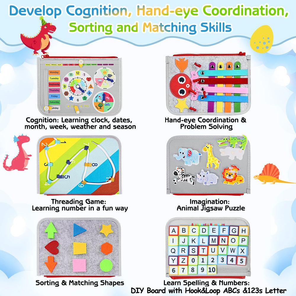 Esjay Busy Board zipper and button activity supports fine motor skills.