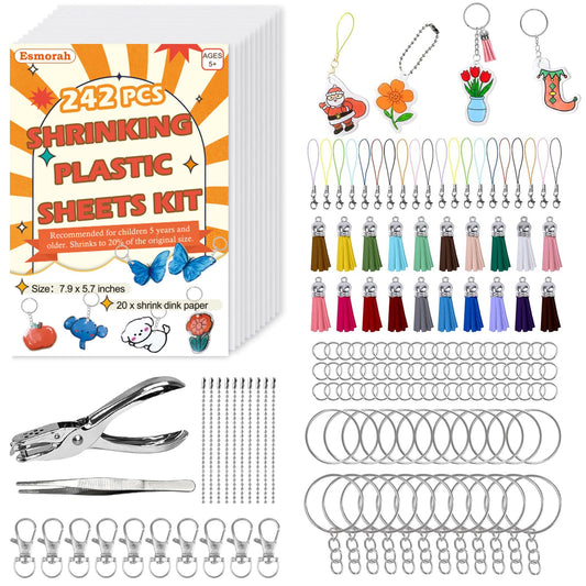 Esmorah shrink dink kit cover with tools for DIY crafts.