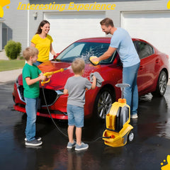Essovee Kids Clean Car Wash Toy wheels allow easy pulling during outdoor play