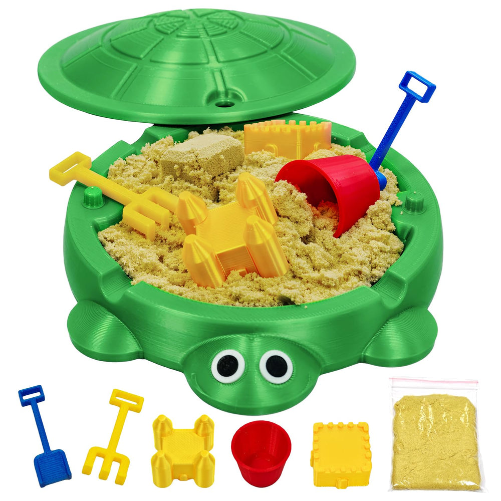 Estairkas mini turtle sandbox on desk with tools for focus and calm