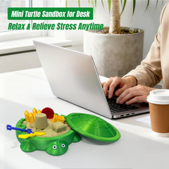 Estairkas open-lid turtle sandbox ready for sand play on your desk