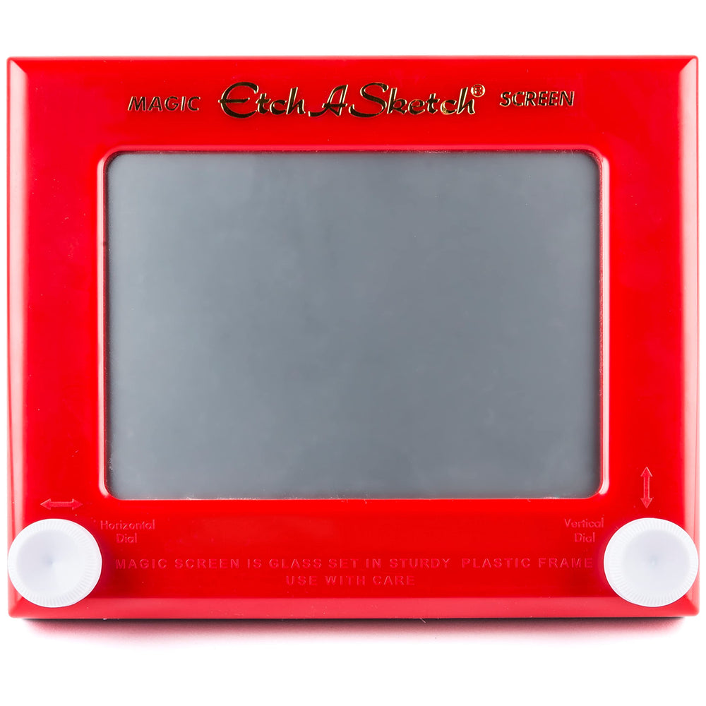 Etch A Sketch Classic left-right and up-down knobs create precise line drawings.